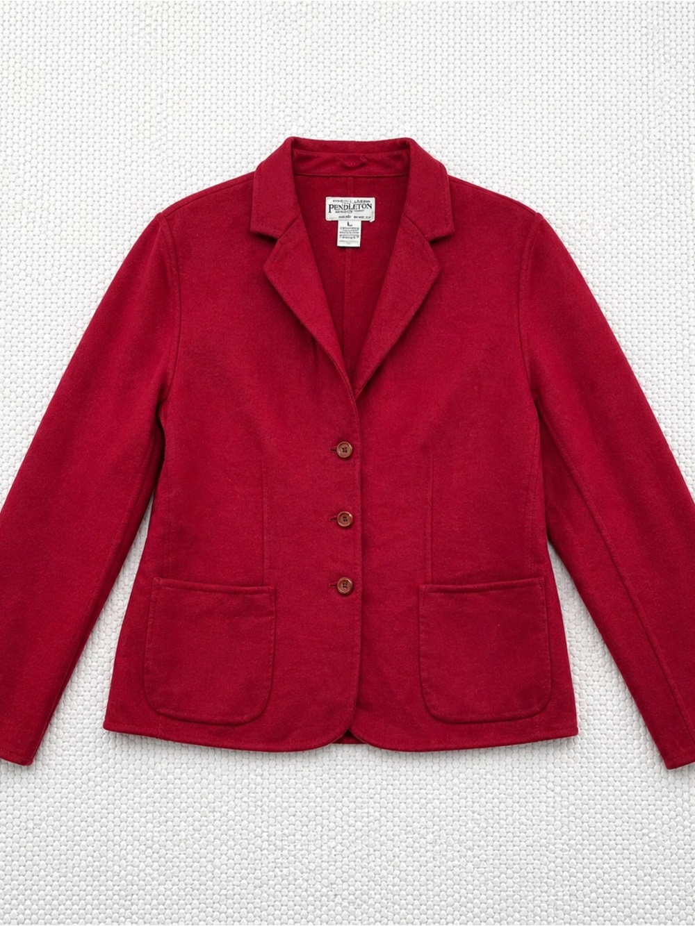 Pendleton Women's M Red 100% Merino Wool Blazer Jacket‎ 3 Button Career Work